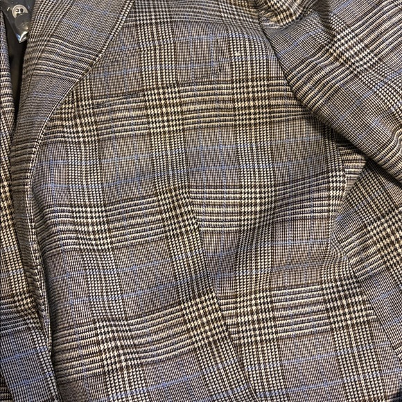 Madewell Italian Fabric Plaid Blazer Womens 10 Brown Blue NS377 Wool Blend NWT - Picture 6 of 10